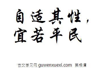 自适其性,宜若平民《菜根谭》名句翻译译文及赏析评语 自适其性,宜若平民《菜根谭》名句翻译译文及赏析评语