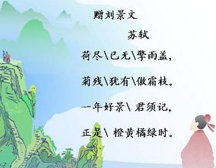 《赠刘景文》苏轼宋代古诗原文阅读翻译赏析 《赠刘景文》苏轼宋代古诗原文阅读翻译赏析