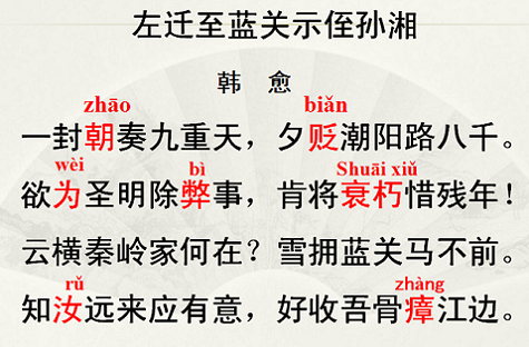 《左迁至蓝关示侄孙湘》韩愈唐诗原文阅读翻译赏析 《左迁至蓝关示侄孙湘》韩愈唐诗原文阅读翻译赏析